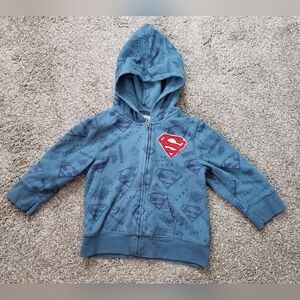 Superman DC Comics Hoodie Sweatshirt Full Zip Jacket Toddler Boys 4T LOVE +ART